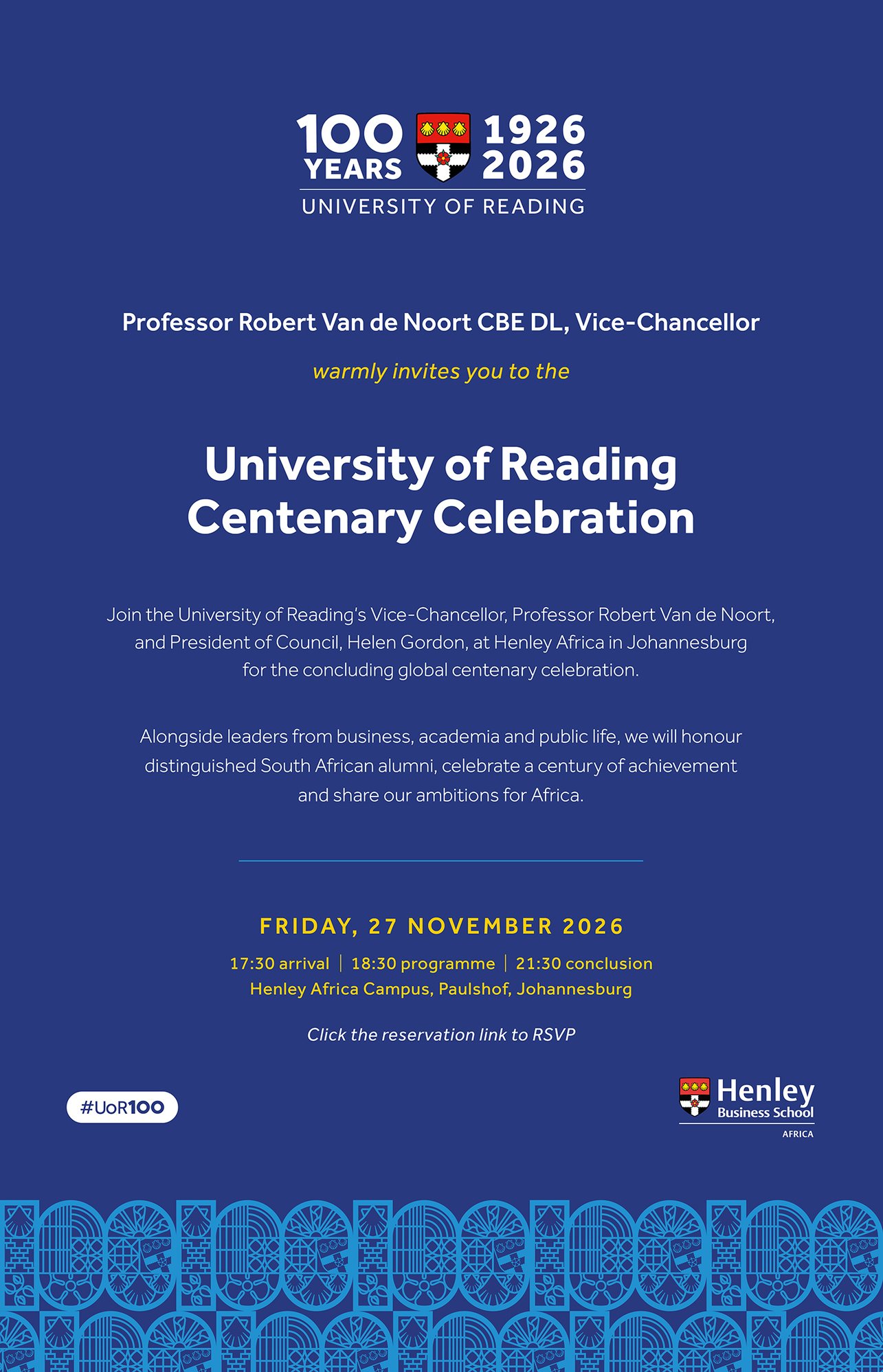 Reading Centenary Invitation Reading Centenary Invitation